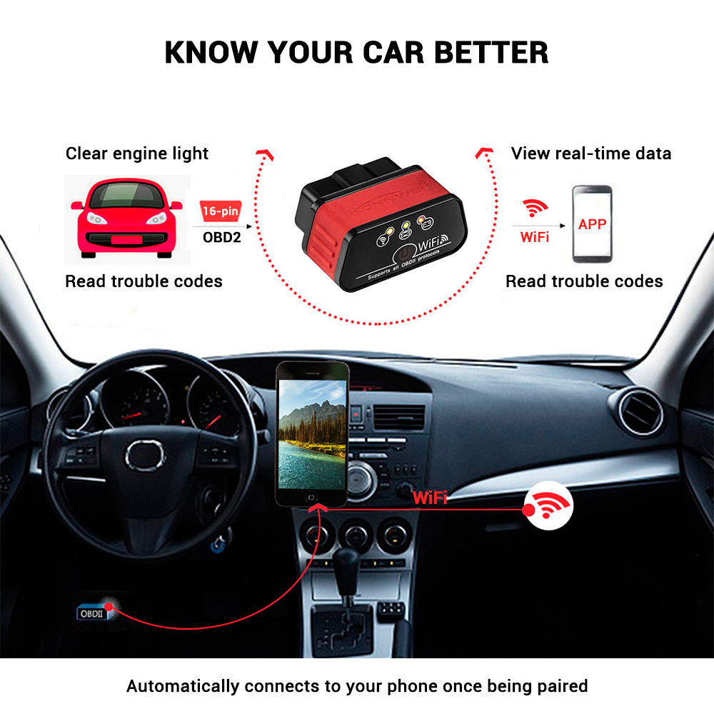 Konnwei KW903 Universal Car Scanner WiFi Connection for iOS and Android
