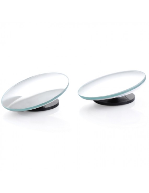 2pcs Car Adjustable 360 Wide Convex Wide Angle Side Round Rear View Mirror Blind Spot Lens
