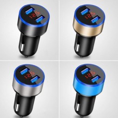 3.1A Dual USB LED Car Charger with Blue Indicator Light Multi-protection Universal for 12V/24V Vehic