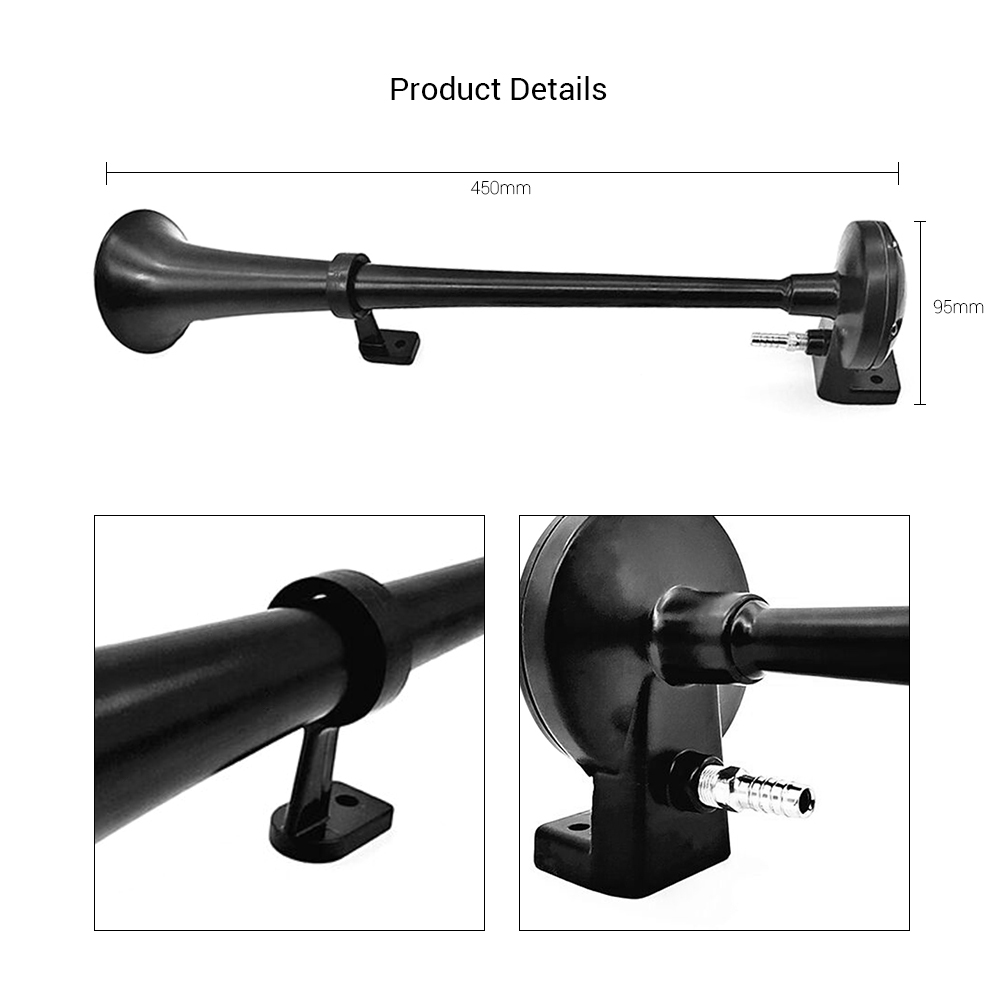 17-inch 150dB Single Trumpet DC 12V Vehicle Air Horn for Car Truck Boat SUV Train