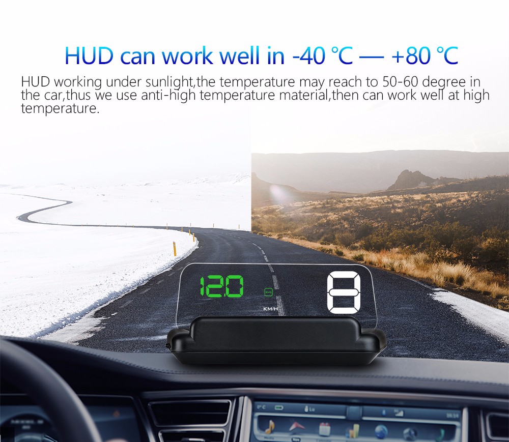 Car C500 5 inch OBD2 HUD Head-up Display Smart Computer Digital Fuel Consumption Speed Warning System